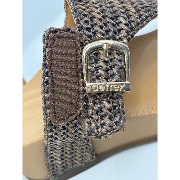 Aetrex Kate Orthotic Arch Support Thong Wedge Sandal Woven Brown EU 38 US 7.5-8 - Picture 6 of 8